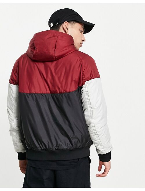 Guess hooded reversible waterproof jacket in black/burgundy with logo