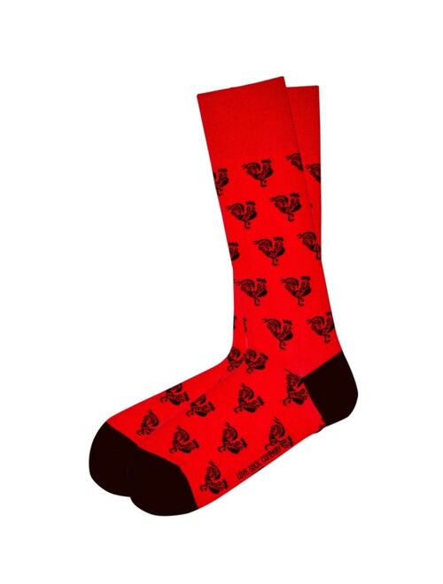 Red Rooster Socks - Men's organic cotton mid calf rooster Socks - Love Sock Company