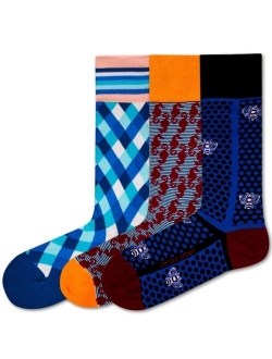 Men's Organic Cotton Patterned Socks Bundle, 3 Pack