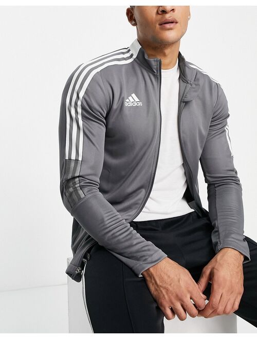 Adidas Soccer Tiro jacket with three stripe in gray