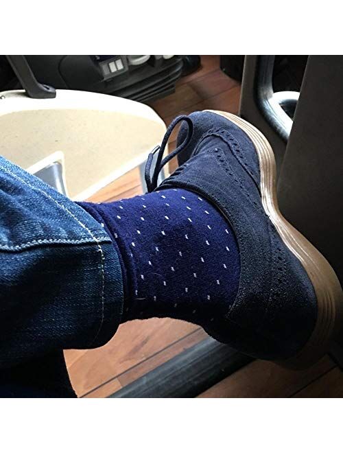 Biz Dots - Navy Blue Men's Polka Dots Dress Socks - Love Sock Company