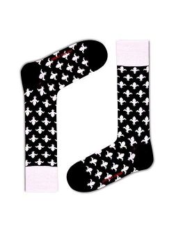 Fleur De Lis men's black and white bold luxury dress casual socks, organic cotton. Made in Europe Love Sock Company