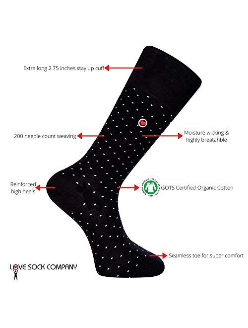 Biz Dots Black Men’s premium luxury black dress square polka dots socks organic cotton Love Sock Company