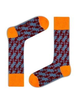 Men's organic cotton patterned mid-calf fun casual socks - Seahorse Grey