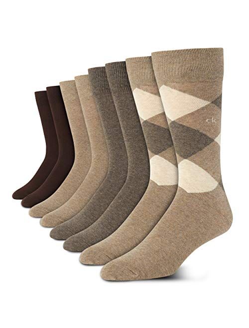 Calvin Klein Men's Dress Socks - Lightweight Cotton Blend Crew Socks (8 Pack)