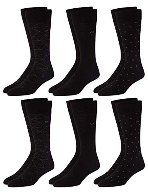 Calvin Klein Men's 6 Pack Mixed Pattern Dress Socks