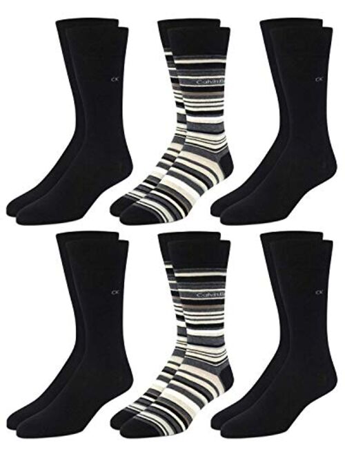 Calvin Klein Men's 6 Pack Mixed Pattern Dress Socks