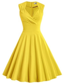 Women's 50s 60s Vintage Sexy V-Neck Swing Dress