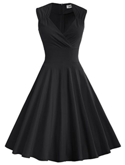 Women's 50s 60s Vintage Sexy V-Neck Swing Dress