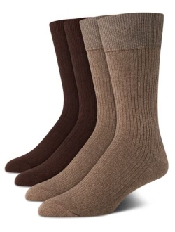 Mens Dress Socks Cotton Crew Patterned Socks (4 Pack)