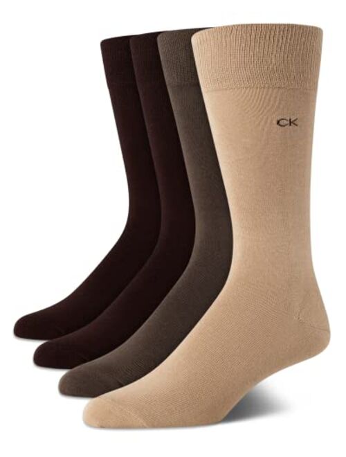 Calvin Klein Men’s Dress Socks – Cotton Crew Patterned Socks (4 Pack)