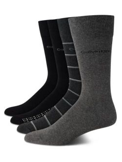 Mens Dress Socks Cotton Crew Patterned Socks (4 Pack)