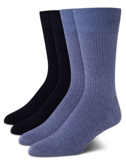 Mens Dress Socks Lightweight Cotton Crew Socks (4 Pack)