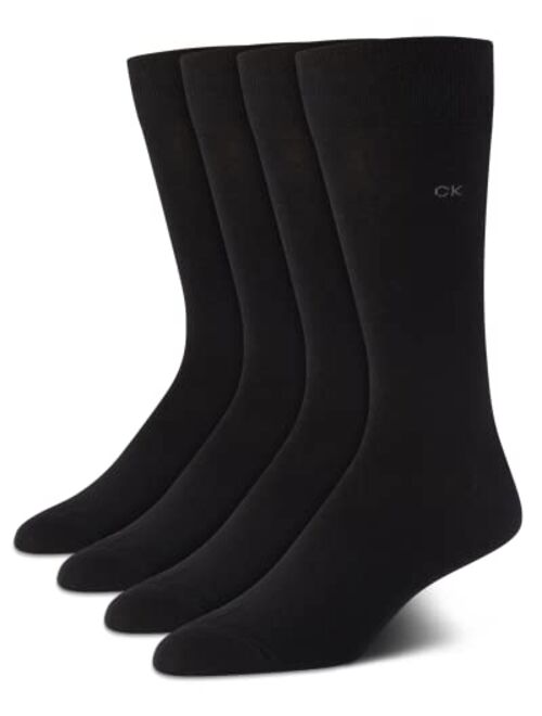 Calvin Klein Men’s Dress Socks – Lightweight Cotton Crew Socks (4 Pack)