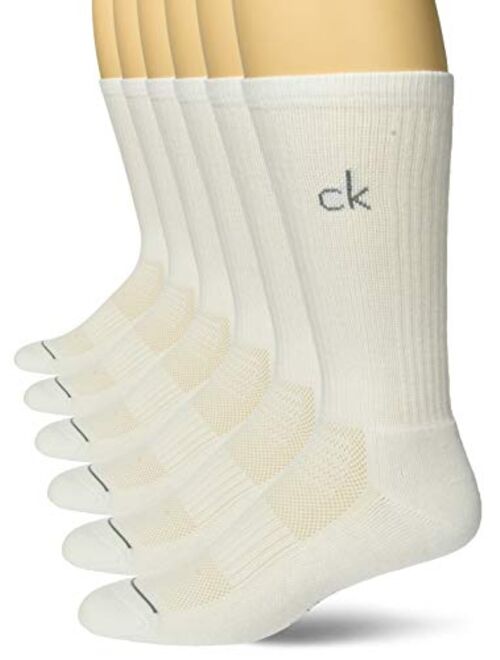 Calvin Klein Mens Solid Sport Crew Socks 6 Pack