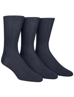 Dress Men's Solid Crew Socks, Non Binding 3 Pack