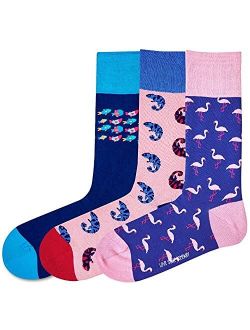 3 pack Men's Bundle. Love Sock Company Premium Colorful Funky Patterned Men's Dress Socks