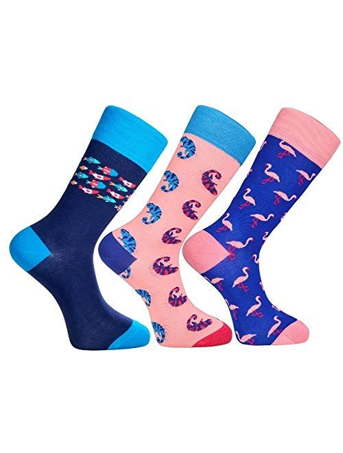 3 pack Men's Bundle. Love Sock Company Premium Colorful Funky Patterned Men's Dress Socks