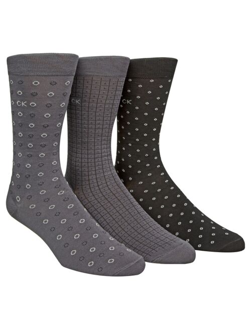 Calvin Klein Men's 3-Pk. Patterned Printed Crew Socks