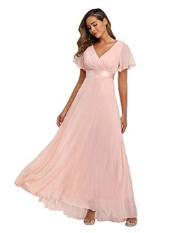 2021 Chiffon V Neck Formal Party Dress Long Evening Dresses