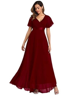 2021 Chiffon V Neck Formal Party Dress Long Evening Dresses