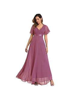 2021 Chiffon V Neck Formal Party Dress Long Evening Dresses