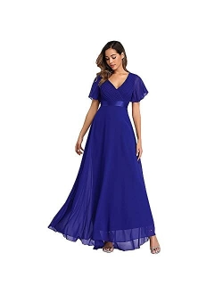 2021 Chiffon V Neck Formal Party Dress Long Evening Dresses