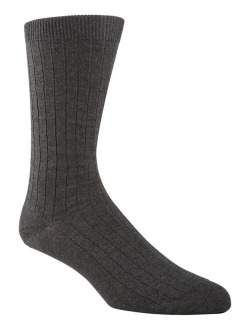 Men's Ribbed Solid Crew Socks