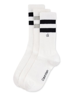 Men's Double Stripe Casual Crew Socks, Three Pairs