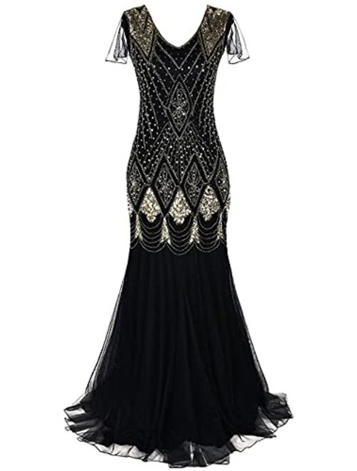 Beauty-Emily Women Evening Dress 1920s Flapper Cocktail Mermaid Formal Gown