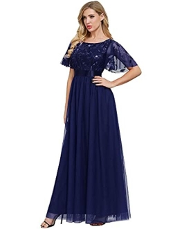 Women's A-Line Empire Waist Embroidery Evening Prom Dress