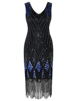 Women 1920s Gatsby Cocktail Sequin Art Deco Flapper Dress