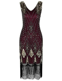 Women 1920s Gatsby Cocktail Sequin Art Deco Flapper Dress