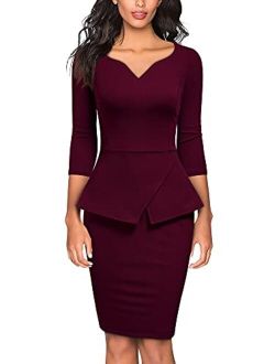 Women's V-Neck Ruffle Style Cocktail Party Pencil Dress