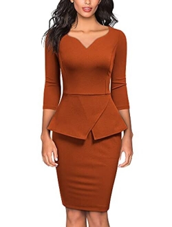 Women's V-Neck Ruffle Style Cocktail Party Pencil Dress