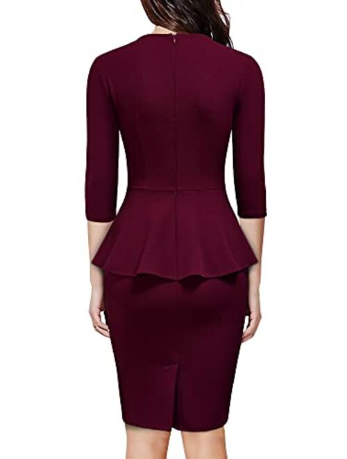 Miusol Women's V-Neck Ruffle Style Cocktail Party Pencil Dress