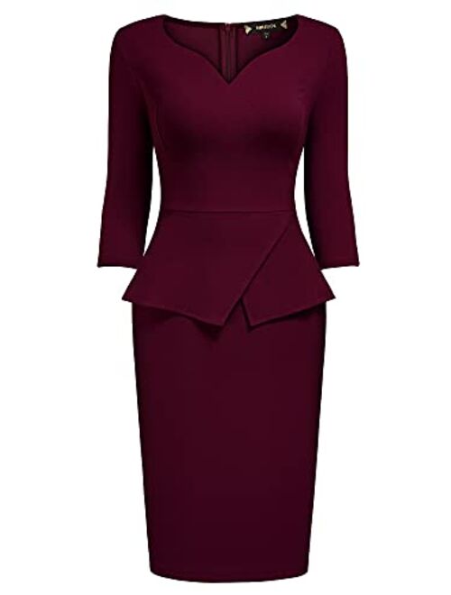 Miusol Women's V-Neck Ruffle Style Cocktail Party Pencil Dress