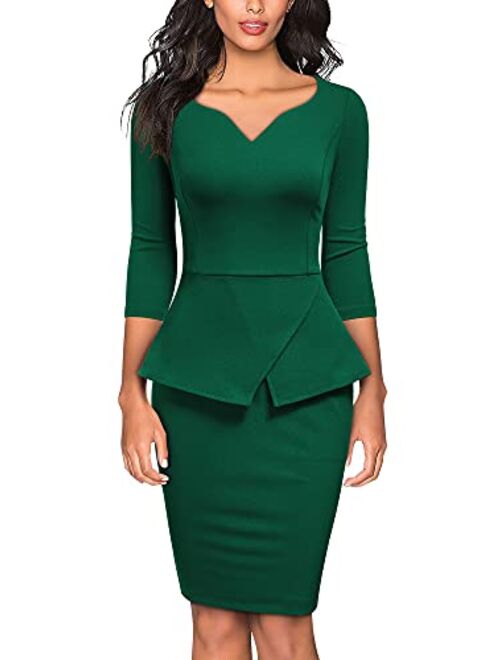 Miusol Women's V-Neck Ruffle Style Cocktail Party Pencil Dress