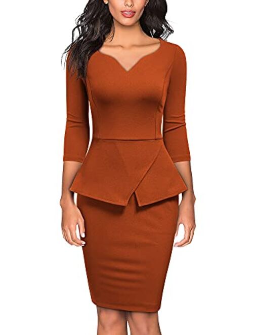 Miusol Women's V-Neck Ruffle Style Cocktail Party Pencil Dress