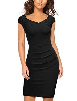 Women's Retro Special Neck Ruffle Business Pencil Dress