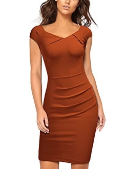 Women's Retro Special Neck Ruffle Business Pencil Dress