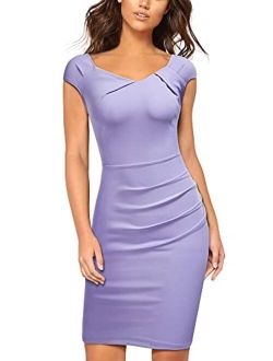 Women's Retro Special Neck Ruffle Business Pencil Dress