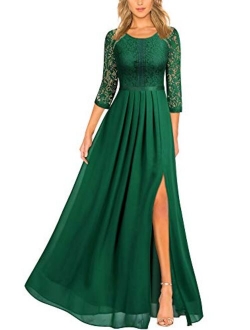 Women's Formal Lace Split Side Style Bridesmaid Maxi Dress