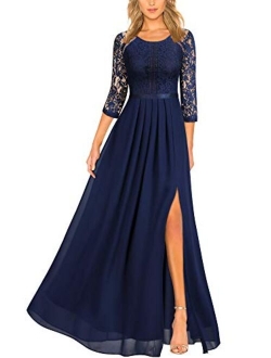 Women's Formal Lace Split Side Style Bridesmaid Maxi Dress