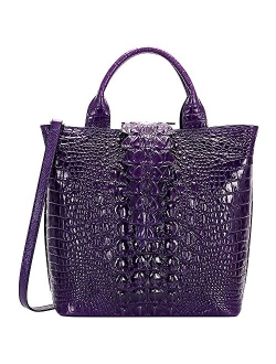 Designer Top Handle Satchel Handbags for Women Crocodile Handbag and Purse Leather Tote Bags