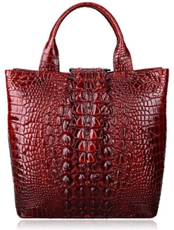 Designer Top Handle Satchel Handbags for Women Crocodile Handbag and Purse Leather Tote Bags