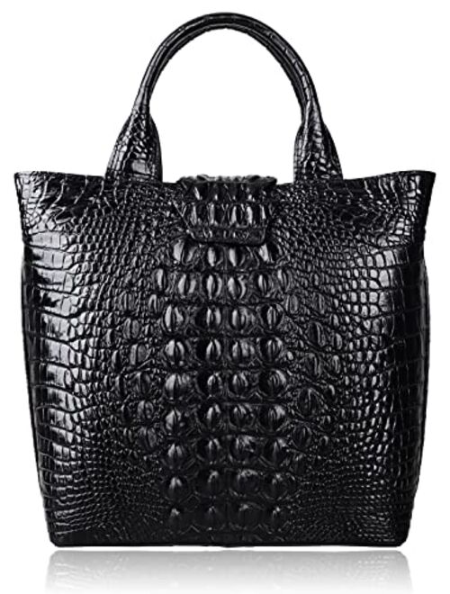 PIJUSHI Designer Top Handle Satchel Handbags for Women Crocodile Handbag and Purse Leather Tote Bags