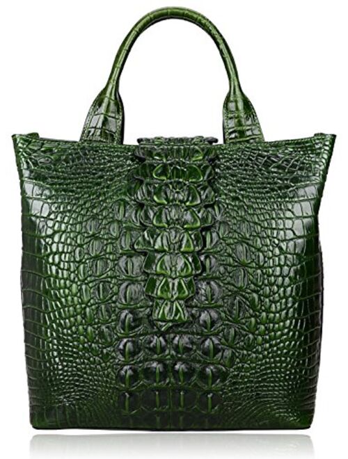 PIJUSHI Designer Top Handle Satchel Handbags for Women Crocodile Handbag and Purse Leather Tote Bags