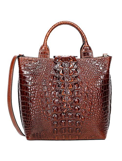 PIJUSHI Designer Top Handle Satchel Handbags for Women Crocodile Handbag and Purse Leather Tote Bags