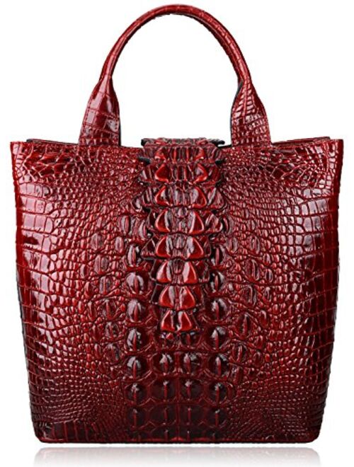 PIJUSHI Designer Top Handle Satchel Handbags for Women Crocodile Handbag and Purse Leather Tote Bags